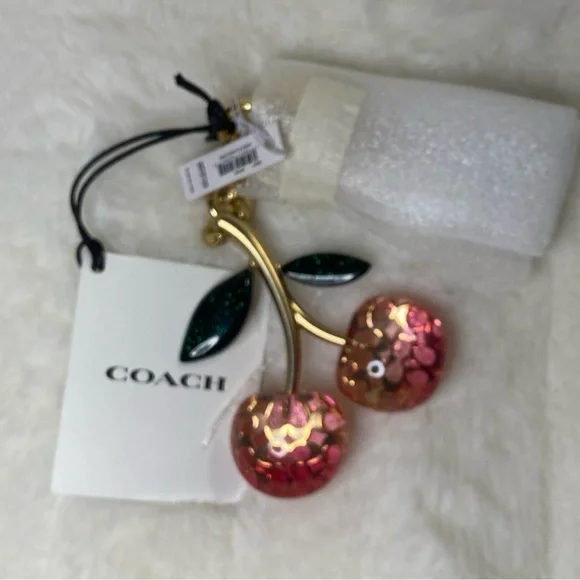 NEW W/TAGS COACH SIGNATURE DOUBLE CHERRY COLLECTIBLE BAG CHARM KEY RING